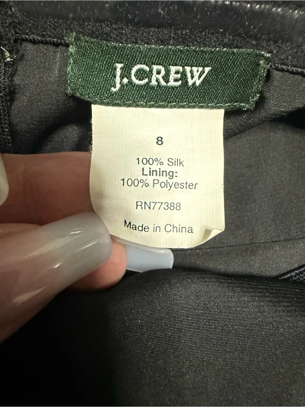 J.Crew 100% Silk Polka Dot Strapless Silk Chiffon Cocktail Dress Black 8